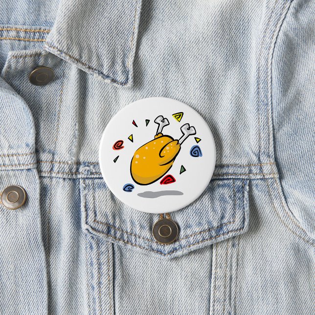 Funny Cartoon Roast Chicken Falling 7.5 Cm Round Badge (Creator Uploaded)