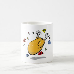 Funny Cartoon Roast Chicken Falling Coffee Mug