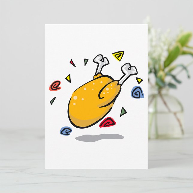 Funny Cartoon Roast Chicken Falling Invitation (Creator Uploaded)