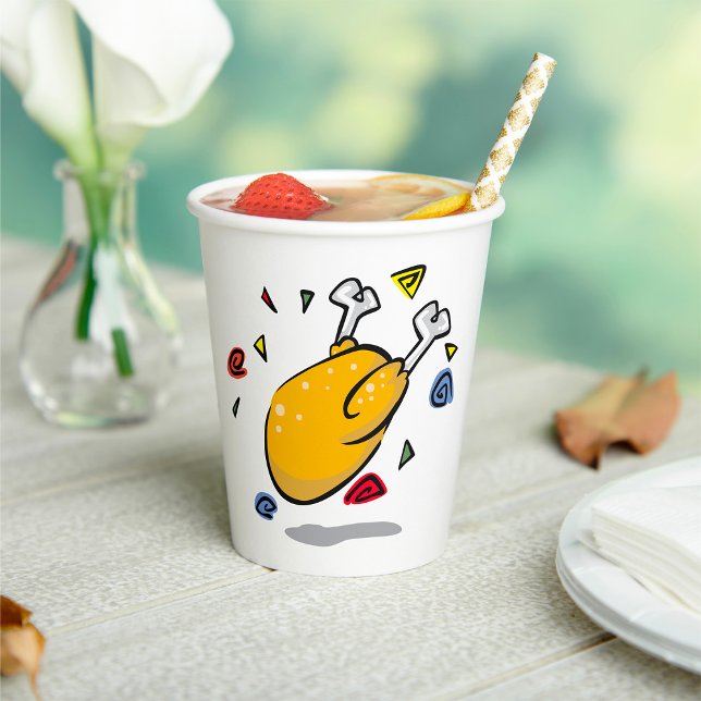Funny Cartoon Roast Chicken Falling Paper Cups (Creator Uploaded)