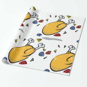 Funny Cartoon Roast Chicken Falling Wrapping Paper