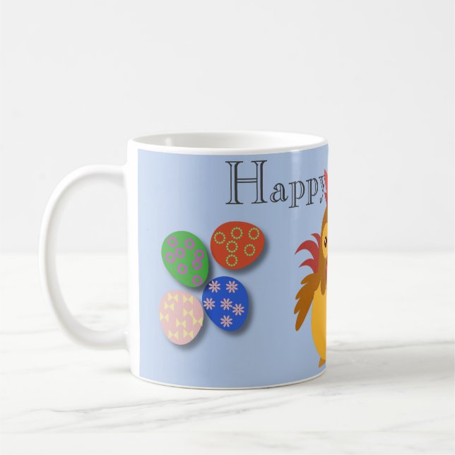 Funny Cartoon Rooster Easter  Holiday Card Coffee Mug (Left)