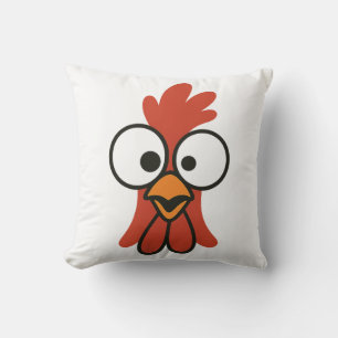 Funny Cartoon Rooster Face with Googly Eyes Cushion