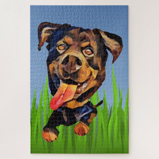Funny Cartoon Rottweiler Dog 1014 Piece Puzzle (Vertical)