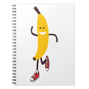 Funny Cartoon Running Banana Notebook