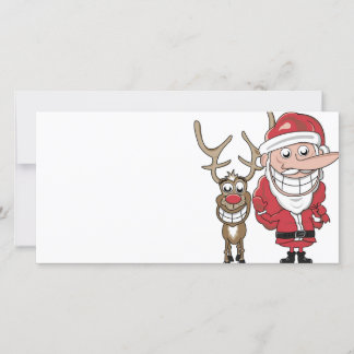 Funny Cartoon Santa and Rudolph Holiday Card