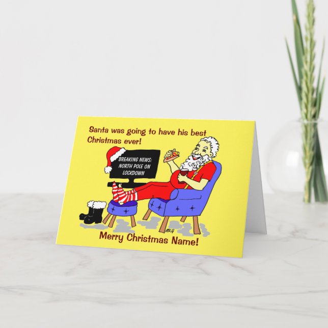 Funny Cartoon Santa Best Christmas Ever Holiday Card (Front)