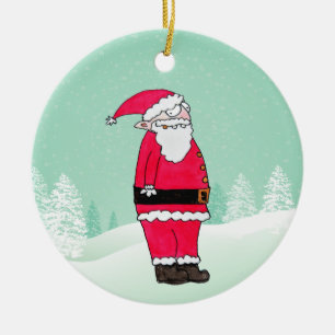 Funny Cartoon Santa Claus Ceramic Ornament