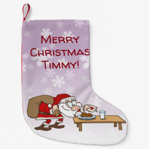 funny cartoon santa claus having cookies and milk small christmas stocking - Funny Christmas Stockings funny cartoon santa claus having cookies and milk small christmas stocking - Funny Christmas Stockings