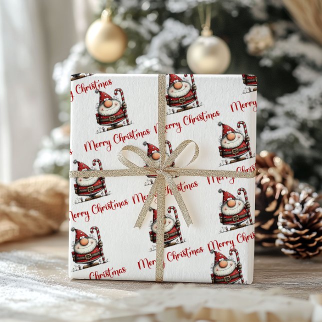 Funny Cartoon Santa Claus Minimal Wrapping Paper (Funny Cartoon Santa Claus Minimal Wrapping Paper)