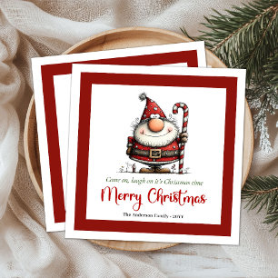 Funny Cartoon Santa Claus Minimalist Christmas Napkin