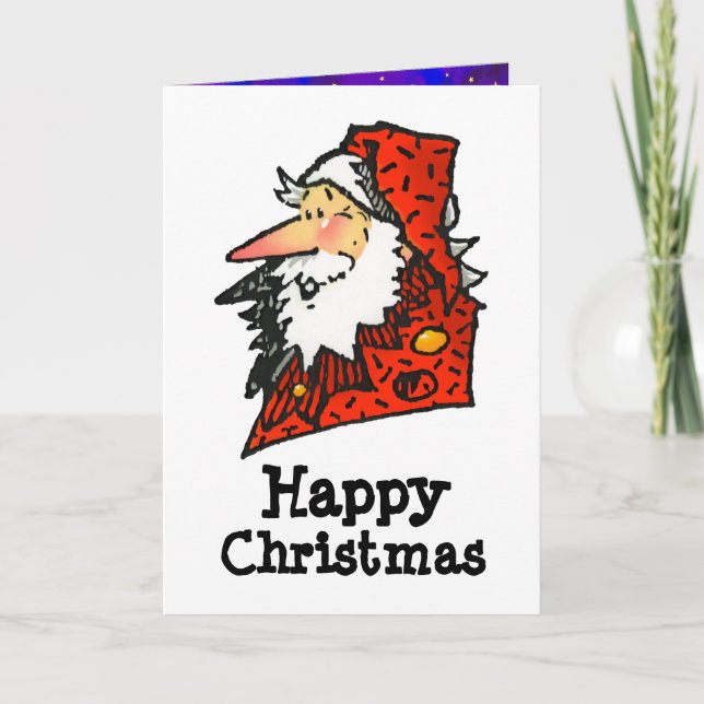 Funny Cartoon Santa or Father Christmas Holiday Card (Front)