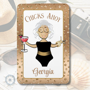 Funny Cartoon Saying Brown Mature Lady Cruise Door Magnet