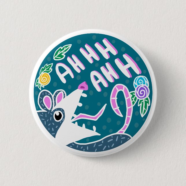 Funny Cartoon Screaming Possum 6 Cm Round Badge (Front)