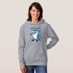 Funny Cartoon Shark in Slippers – Happy Shark Hoodie