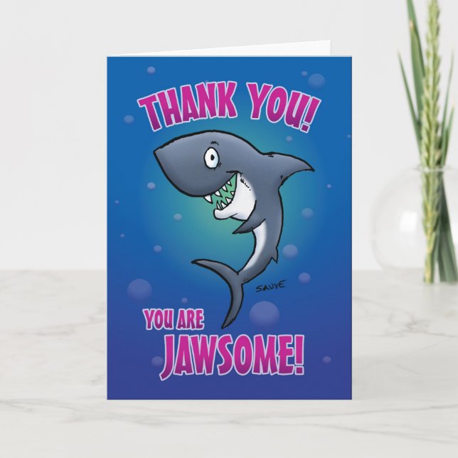 Funny Cartoon Shark Thank You (Front)