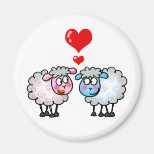 Funny cartoon sheeps, Wedding couple Magnet