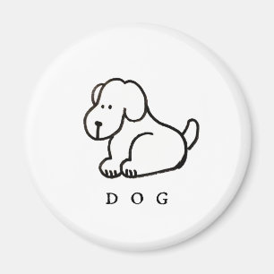 Funny Cartoon Sitting Dog Magnet