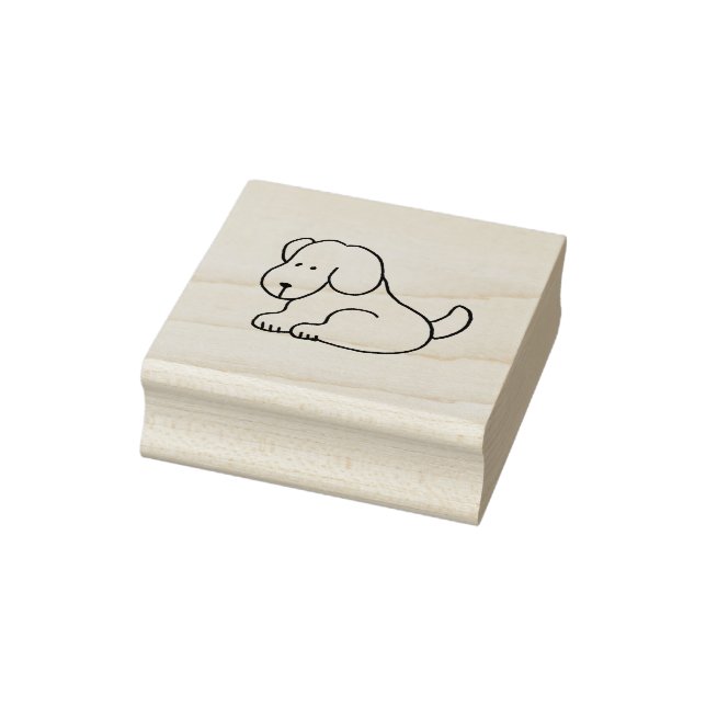 Funny Cartoon Sitting Dog Wood Art Stamp (Stamp)