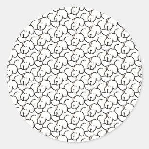 Funny Cartoon Sitting Dogs Classic Round Sticker