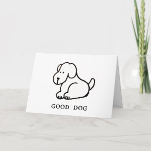 Funny Cartoon Sitting Good Dog Congratulation Card
