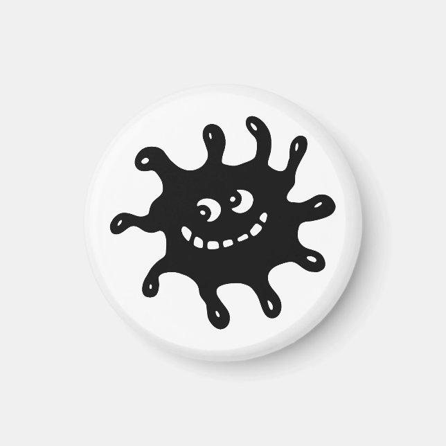 Funny Cartoon Smiling Black & White Germ Magnet (Front)