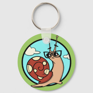 FUNNY CARTOON SNAIL GRAPHIC ROUND KEY CHAIN