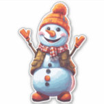 Funny cartoon Snowman<br><div class="desc">The jolly snowman with a carrot nose, a jaunty orange hat, and a snug scarf.</div>