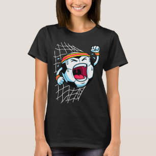 Funny Cartoon Soccer Ball Breaking Net Scoring Goa T-Shirt