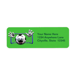 Funny Cartoon Soccer Ball Return Address Label