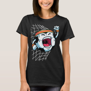Funny Cartoon Soccer Ll Breaking Net Scoring Goal T-Shirt
