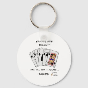 Funny Cartoon Spades Are Trump Euchre Card Game Key Ring