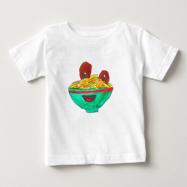 Funny cartoon spaghetti meatballs art baby T-Shirt (Front)