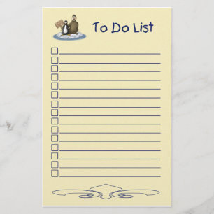 Funny Cartoon Stationery: Penguin and Walrus To-Do Stationery
