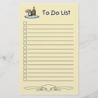 Funny Cartoon Stationery: Penguin and Walrus To-Do Stationery