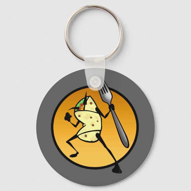 FUNNY CARTOON STYLE BURRITO ROUND KEY CHAIN (Front)
