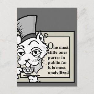 FUNNY CARTOON STYLE CAT WITH TOP HAT POSTCARD