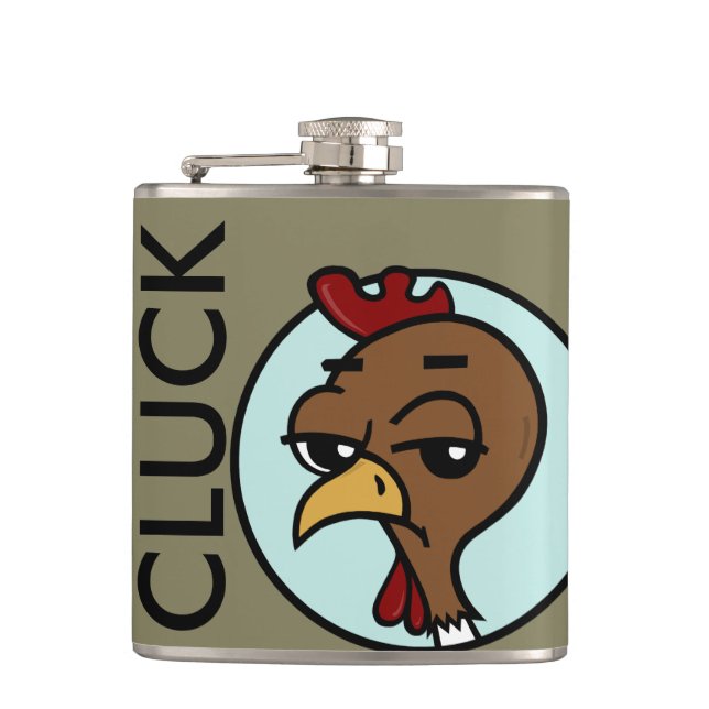 FUNNY CARTOON STYLE CHICKEN VINYL WRAPPED FLASK (Front)