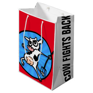FUNNY CARTOON STYLE COW MEDIUM MATTE GIFT BAG