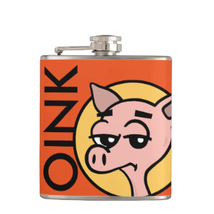 FUNNY CARTOON STYLE PIG VINYL WRAPPED FLASK