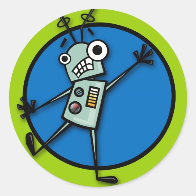 FUNNY CARTOON STYLE ROBOT STICKERS (Front)