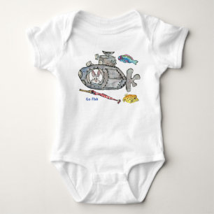 Funny Cartoon Submarine Fishes Baby Bodysuit