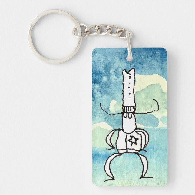 Funny Cartoon Texas Cowboy  Key Ring (Front)