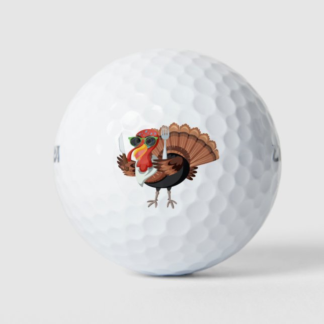 Funny Cartoon Turkey Golf Balls (Front)