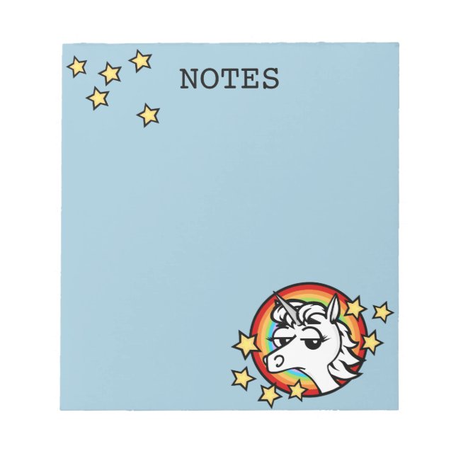 FUNNY CARTOON UNICORN NOTEPAD (Front)