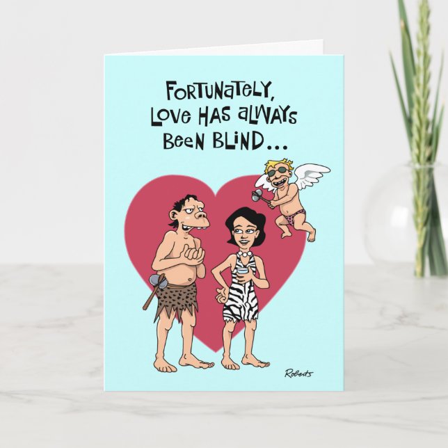 Funny Cartoon Valentine Holiday Card (Front)