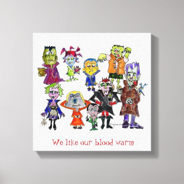 Funny Cartoon Vampires Canvas Print (Front)