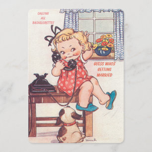 Funny cartoon wedding gossip invitation