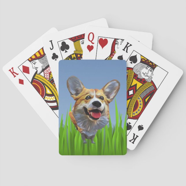 Funny Cartoon Welsh Corgi Deck of Cards (Back)