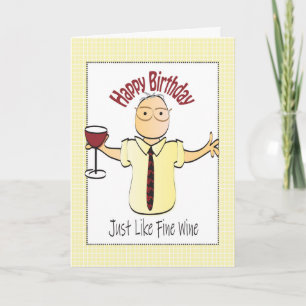 Funny Cartoon Wine Birthday Card for Male